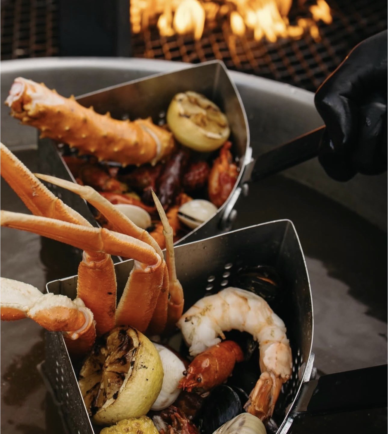 Seafood boil — crab, shrimp, mussels