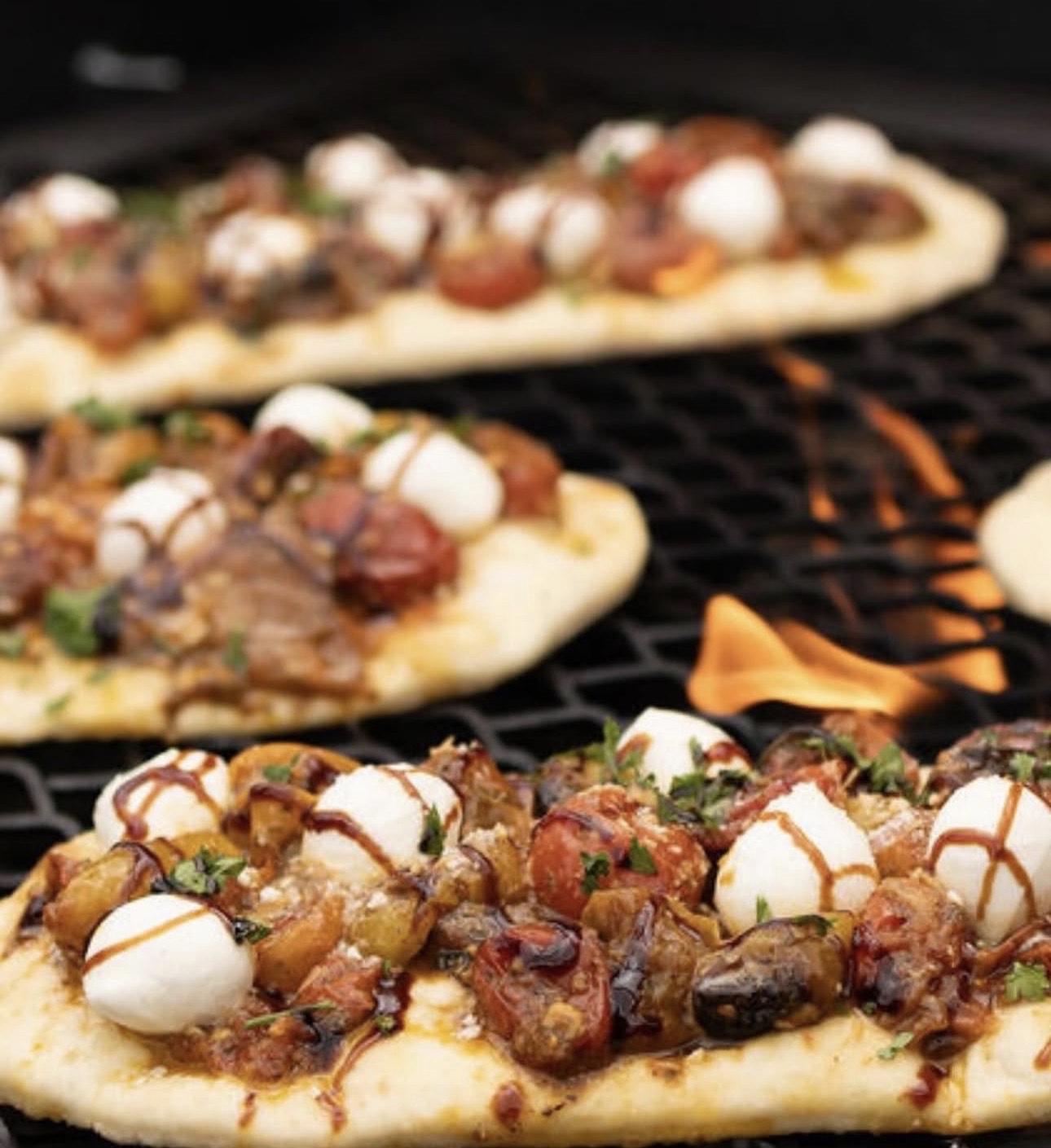 Wood-fired flatbreads with mozzarella